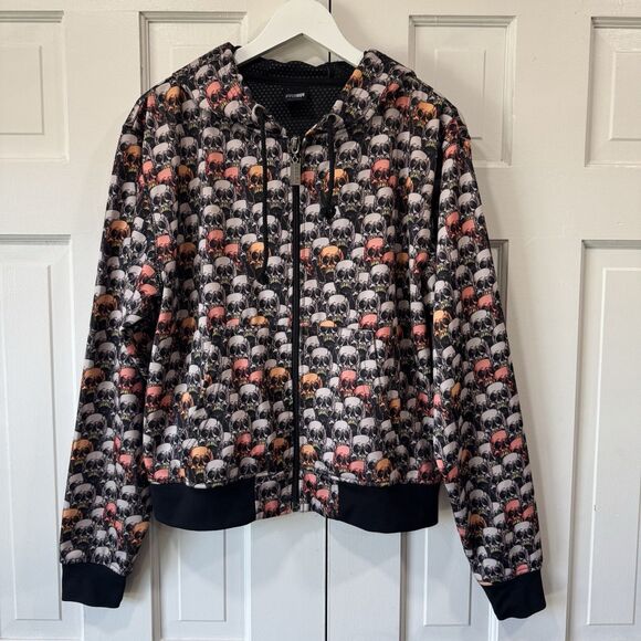 Fifty 24SF Gallery Zipper Hoodie Jacket L All Over Skull Print Grunge Y2k 90s - Picture 2 of 12